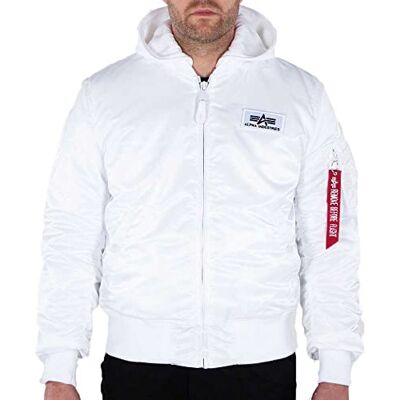 128113-92 Alpha Industries MA-1 ZH Back Print Bomber Jacket dla mężczyzn White/Black 128113-92 Alpha Industries MA-1 ZH Back Print Bomber Jacket dla mężczyzn White/Black