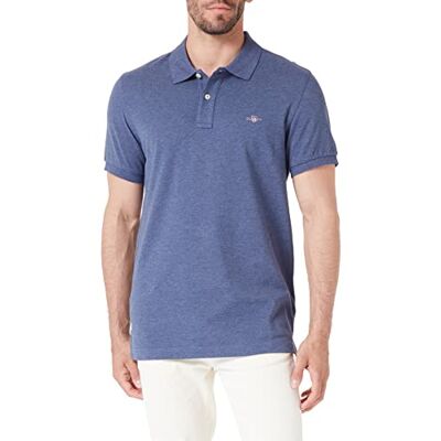 2220 GANT Męska koszulka polo Slim Shield SS Pique, Dark JEANSBLUE Melange, standardowa, Dark Jeansblue melanż, XXL 2220 GANT Męska koszulka polo Slim Shield SS Pique, Dark JEANSBLUE Melange, standardowa, Dark Jeansblue melanż, XXL