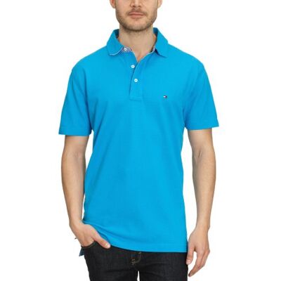 887801928 Tommy Hilfiger Męska koszulka/koszulka polo / Summer New Tommy Knit Polo SS RF, Turkusowy (Tommy Turquoise), 48 887801928 Tommy Hilfiger Męska koszulka/koszulka polo / Summer New Tommy Knit Polo SS RF, Turkusowy (Tommy Turquoise), 48