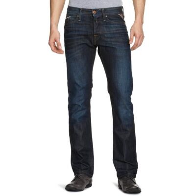 Waitom 32 Replay Waitom Proste dżinsy Męskie, Brut Denim Ciemnoniebieski, 29W / 30L Waitom 32 Replay Waitom Proste dżinsy Męskie, Brut Denim Ciemnoniebieski, 29W / 30L