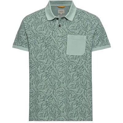 409960-3P36 camel active Męska koszulka polo z czystej bawełny z kwiatowym nadrukiem na całej powierzchni, zielony, S 409960-3P36 camel active Męska koszulka polo z czystej bawełny z kwiatowym nadrukiem na całej powierzchni, zielony, S