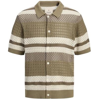 12277508-4760759 JACK & JONES Jprbluwilmer Knit Button Through Polo Ss męskie, Elmwood, XXL 12277508-4760759 JACK & JONES Jprbluwilmer Knit Button Through Polo Ss męskie, Elmwood, XXL