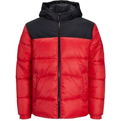 12219156 JACK&JONES PLUS Męska kurtka Jjchili Puffer Hood Ps Jacket, True Red/Detail:blocking, 3XL 12219156 JACK&JONES PLUS Męska kurtka Jjchili Puffer Hood Ps Jacket, True Red/Detail:blocking, 3XL