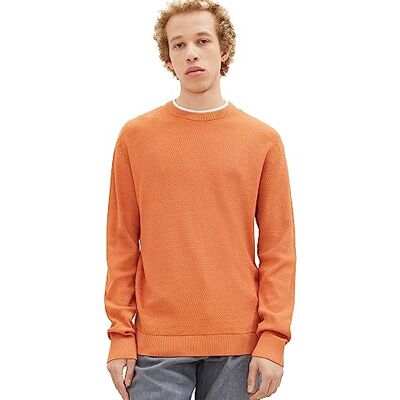 1038674 Denimowy męski sweter 2 w 1 TOM TAILOR z wyściełanym kołnierzem, 32247-miękka jesienna rdza, XL 1038674 Denimowy męski sweter 2 w 1 TOM TAILOR z wyściełanym kołnierzem, 32247-miękka jesienna rdza, XL