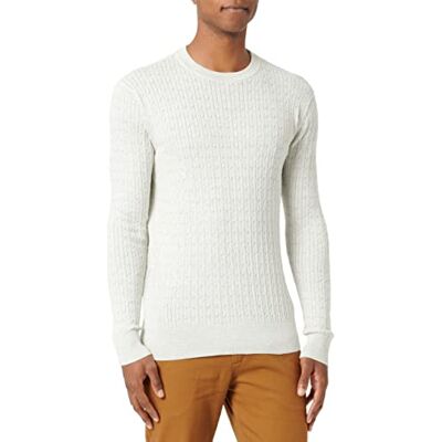 1032290 TOM TAILOR Męskie Sweter z dzianiny z wzorem warkocza , 14341 Light Medium Grey Melange, XL 1032290 TOM TAILOR Męskie Sweter z dzianiny z wzorem warkocza , 14341 Light Medium Grey Melange, XL