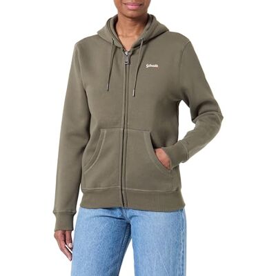 SWCASUAL3 Bluza z kapturem na zamek błyskawiczny z haftem Schott, , zielony, XS SWCASUAL3 Bluza z kapturem na zamek błyskawiczny z haftem Schott, , zielony, XS