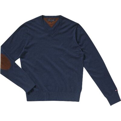 857817334 Tommy Hilfiger Męski sweter Donald V-NK CF/ , Niebieski (497 Peacoat Heather), 52 857817334 Tommy Hilfiger Męski sweter Donald V-NK CF/ , Niebieski (497 Peacoat Heather), 52