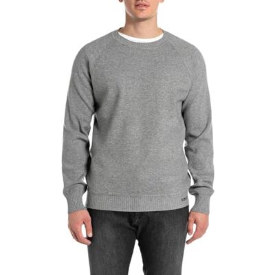 UK4465.000.G23538 Replay Męski sweter regular fit, M08 Iron Melange, 3XL UK4465.000.G23538 Replay Męski sweter regular fit, M08 Iron Melange, 3XL