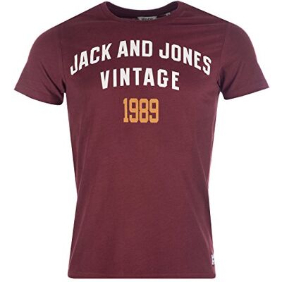12105563-Port JACK & JONES Nath t-shirt męski, czerwony czerwony (Port), XL 12105563-Port JACK & JONES Nath t-shirt męski, czerwony czerwony (Port), XL