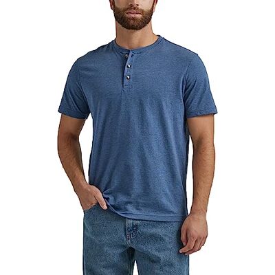 ZHGHSN8-400-L Wrangler Authentics Koszulka męska Authentics Henley z krótkim rękawem, Ciemny denim, L ZHGHSN8-400-L Wrangler Authentics Koszulka męska Authentics Henley z krótkim rękawem, Ciemny denim, L