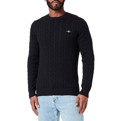 8050601 GANT Męski sweter z bawełny Cable C-Neck, czarny, standardowy, czarny, 3XL 8050601 GANT Męski sweter z bawełny Cable C-Neck, czarny, standardowy, czarny, 3XL