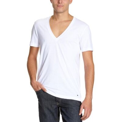 Tommy Hilfiger Męski podkoszulek 1U87900498 / Howard Deep V-Neck S/s T-Shirt, biały (Classic White), 48 Tommy Hilfiger Męski podkoszulek 1U87900498 / Howard Deep V-Neck S/s T-Shirt, biały (Classic White), 48