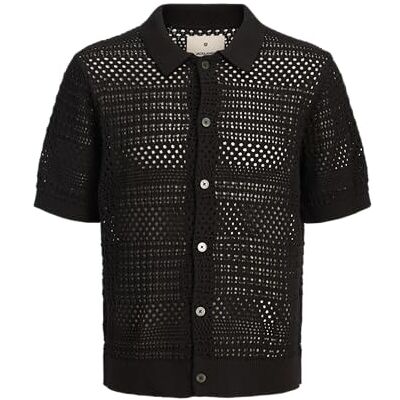 12277508-4760761 JACK & JONES Jprbluwilmer Knit Button Through Polo Ss męskie, Ganache, L 12277508-4760761 JACK & JONES Jprbluwilmer Knit Button Through Polo Ss męskie, Ganache, L