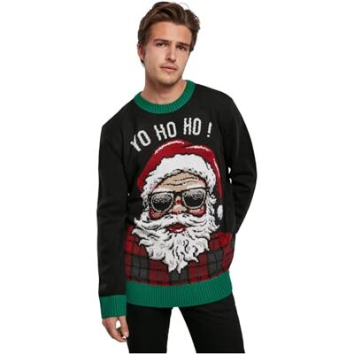 TB3836 Urban Classics Bluza unisex Ho Santa Ugly Sweater, sweter bożonarodzeniowy dla mężczyzn i kobiet, rozmiary S 5XL, czarny, M TB3836 Urban Classics Bluza unisex Ho Santa Ugly Sweater, sweter bożonarodzeniowy dla mężczyzn i kobiet, rozmiary S 5XL, czarny, M