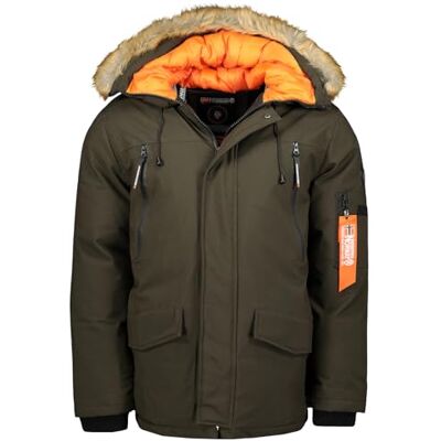 WY4481H/GN Geographical Norway Arnold Men Długa ciepła parka męska jesienno-zimowa, wodoodporna kurtka z kapturem, outdoorowa futrzana kurtka wiatrówka, męska (khaki S), Khaki, S WY4481H/GN Geographical Norway Arnold Men Długa ciepła parka męska jesienno-zimowa, wodoodporna kurtka z kapturem, outdoorowa futrzana kurtka wiatrówka, męska (khaki S), Khaki, S