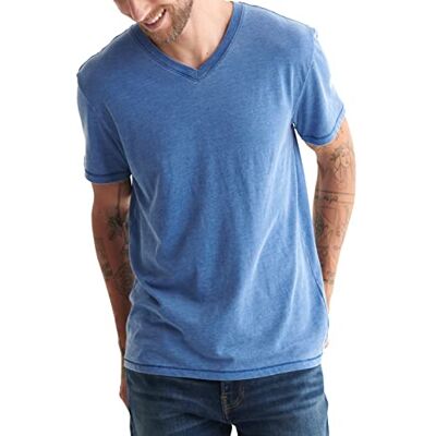 7M62165-9ME-L Lucky Brand Męska koszulka 'Venice Burnout' z dekoltem w serek T-shirt, Niebieski Monako, L 7M62165-9ME-L Lucky Brand Męska koszulka 'Venice Burnout' z dekoltem w serek T-shirt, Niebieski Monako, L