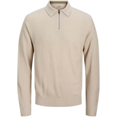 12279457-4781269 JJ rebel Męskie spodnie Jreblogan Knit Zip Polo Ls, Moonbeam, XS 12279457-4781269 JJ rebel Męskie spodnie Jreblogan Knit Zip Polo Ls, Moonbeam, XS