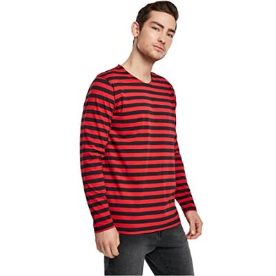 TB3801 Urban Classics Regular Stripe Longlseeve męska koszulka z długim rękawem czerwona/czarna Basics, Streetwear, Firered/Blk, L TB3801 Urban Classics Regular Stripe Longlseeve męska koszulka z długim rękawem czerwona/czarna Basics, Streetwear, Firered/Blk, L