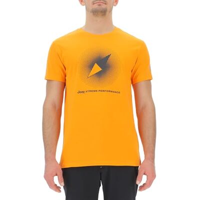 O103068 JEEP Męska koszulka Xp Man Compass duży nadruk Jx24a sweter z krótkim rękawem, Hyper Orange, XXL, Hyper pomarańczowy, XXL O103068 JEEP Męska koszulka Xp Man Compass duży nadruk Jx24a sweter z krótkim rękawem, Hyper Orange, XXL, Hyper pomarańczowy, XXL