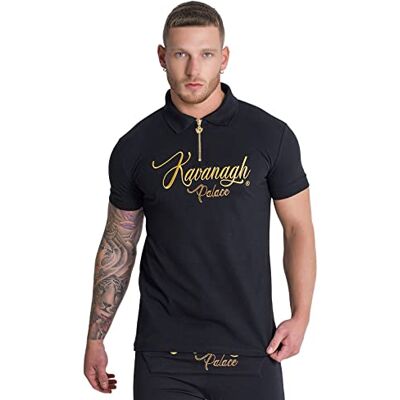 GKM003654 Gianni Kavanagh Męska czarna Palace z zamkiem błyskawicznym koszulka polo T-Shirt, XL GKM003654 Gianni Kavanagh Męska czarna Palace z zamkiem błyskawicznym koszulka polo T-Shirt, XL