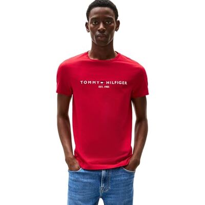 MW0MW11797 Tommy Hilfiger Męska koszulka z krótkim rękawem slim fit, Czerwony (średni czerwony), S MW0MW11797 Tommy Hilfiger Męska koszulka z krótkim rękawem slim fit, Czerwony (średni czerwony), S