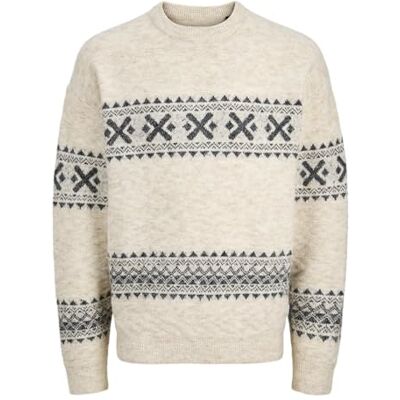 12286244-4878566 JACK & JONES Jprblumax Fairisle Knit Crew Neck, Simply Taupe, L 12286244-4878566 JACK & JONES Jprblumax Fairisle Knit Crew Neck, Simply Taupe, L