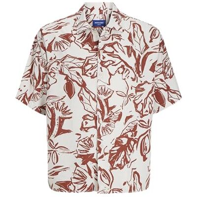 12271118-4676238 JACK & JONES Jorparos AOP Oversized koszulka męska SS, Cloud Dancer, XS 12271118-4676238 JACK & JONES Jorparos AOP Oversized koszulka męska SS, Cloud Dancer, XS