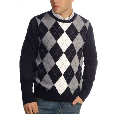 Tommy Hilfiger SID ARGYLE C-NK 880333086 sweter męski, niebieski, 48 Tommy Hilfiger SID ARGYLE C-NK 880333086 sweter męski, niebieski, 48