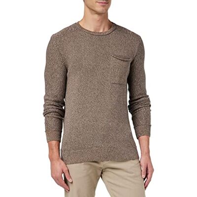 1033653 TOM TAILOR Męskie Sweter z dzianiny z kieszenią na piersi , 30644 Brown Melange Structure, L 1033653 TOM TAILOR Męskie Sweter z dzianiny z kieszenią na piersi , 30644 Brown Melange Structure, L