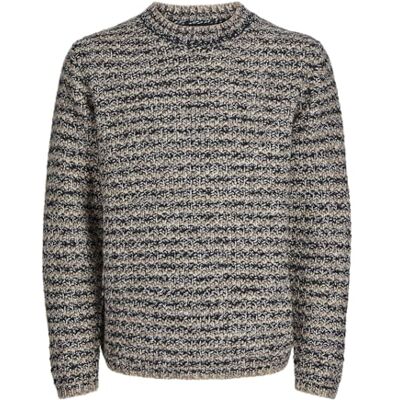 12266570 Jack & Jones JPRCCMELVIN Knit Crew Neck, Orzech włoski/szczegóły: paski, M 12266570 Jack & Jones JPRCCMELVIN Knit Crew Neck, Orzech włoski/szczegóły: paski, M