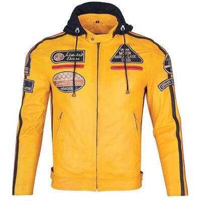 58 gents URBAN 5884 58-Gents skórzana kurtka motocyklowa, całkowicie zdejmowane ochraniacze, Żółty, 3XL 58 gents URBAN 5884 58-Gents skórzana kurtka motocyklowa, całkowicie zdejmowane ochraniacze, Żółty, 3XL