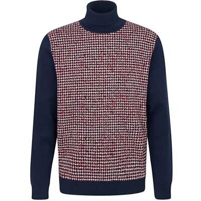 7700-65541B bugatti Męski sweter z golfem, czerwony, S 7700-65541B bugatti Męski sweter z golfem, czerwony, S