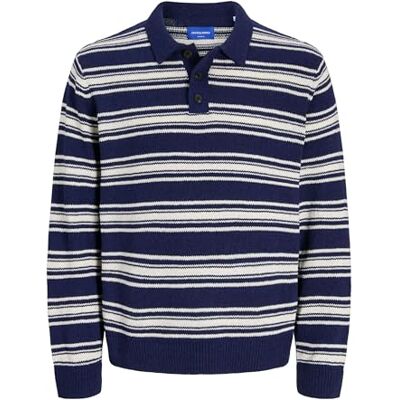 12283915-4832824 JACK & JONES Jorcambridge Knit Stripe Polo, Ocean Cavern, S 12283915-4832824 JACK & JONES Jorcambridge Knit Stripe Polo, Ocean Cavern, S