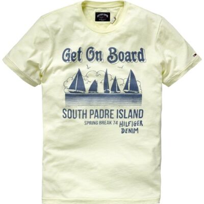 1957816034 Hilfiger Denim Męski T-shirt, All Over Print Quade cn Tee s/s/ , Żółty (784 Wax Yellow), 46 1957816034 Hilfiger Denim Męski T-shirt, All Over Print Quade cn Tee s/s/ , Żółty (784 Wax Yellow), 46
