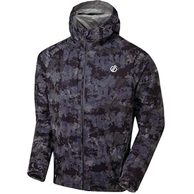 DUW388 9QL40 Dare 2b HighLite' Odblaskowe lekkie klejone szwy drukowane pakowalna kurtka z kapturem unisex wodoodporna powłoka czarny moro, XS DUW388 9QL40 Dare 2b HighLite' Odblaskowe lekkie klejone szwy drukowane pakowalna kurtka z kapturem unisex wodoodporna powłoka czarny moro, XS