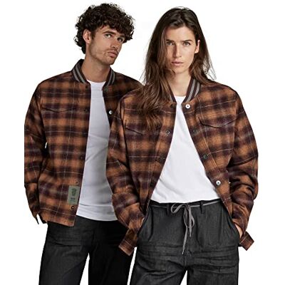 D20662-C839-C751 G-STAR RAW Męska kurtka bomber Collar, Wielokolorowy (Dk Fig Harper Check C839-c751), XS D20662-C839-C751 G-STAR RAW Męska kurtka bomber Collar, Wielokolorowy (Dk Fig Harper Check C839-c751), XS