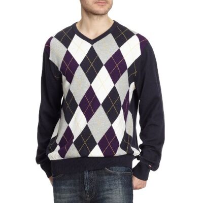 880335692 Tommy Hilfiger GER CLASSIC ARGYLE V-NK męski sweter, Fioletowy (Blackberry Cordial/Multi), 54 880335692 Tommy Hilfiger GER CLASSIC ARGYLE V-NK męski sweter, Fioletowy (Blackberry Cordial/Multi), 54