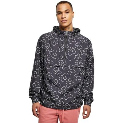 TB6227 Urban Classics Kurtka męska Flower AOP Pull Over Jacket, czarny kwiat, L TB6227 Urban Classics Kurtka męska Flower AOP Pull Over Jacket, czarny kwiat, L