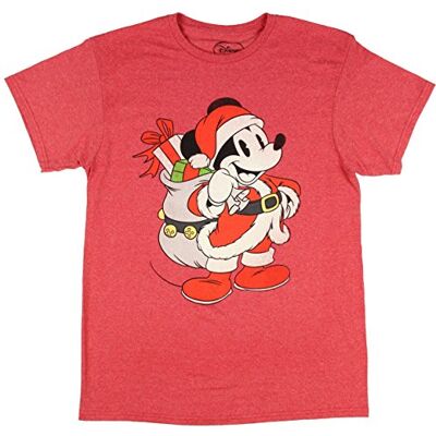 DSSC0001-10001008 Disney Męska bożonarodzeniowa myszka Miki Mikołaj czerwona grafika T-shirt DSSC0001-10001008 Disney Męska bożonarodzeniowa myszka Miki Mikołaj czerwona grafika T-shirt