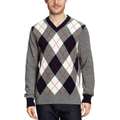 887803987 / BEN ARG V-NK CF Tommy Hilfiger Męski sweter , Wielokolorowy (Silver Fog Htr/Multi), 48 887803987 / BEN ARG V-NK CF Tommy Hilfiger Męski sweter , Wielokolorowy (Silver Fog Htr/Multi), 48