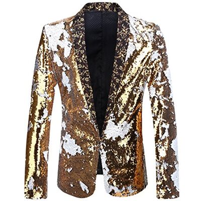 PYJTRL Męski elegancki garnitur zdobiony błyszczącymi cekinami w dwóch kolorach, S PYJTRL Męski elegancki garnitur zdobiony błyszczącymi cekinami w dwóch kolorach, S