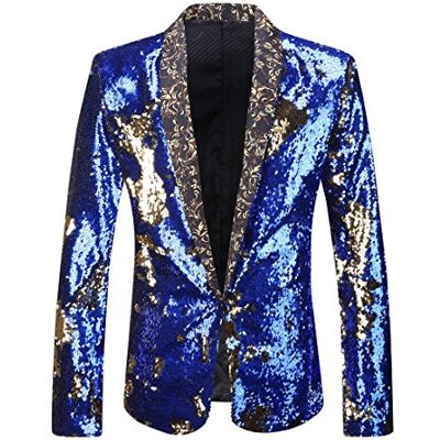 PYJTRL Męski elegancki garnitur zdobiony błyszczącymi cekinami w dwóch kolorach, M PYJTRL Męski elegancki garnitur zdobiony błyszczącymi cekinami w dwóch kolorach, M