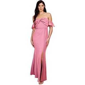 U33595D2A Little Mistress Damska sukienka druhny Rose Bardot Maxi, Kwarc różany, 36