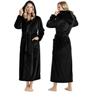 NYTBATHROBEWOMENHOODBURGUNDYS NY Threads Damski szlafrok z kapturem z polaru pluszowy długi szlafrok, Czarny, M NYTBATHROBEWOMENHOODBURGUNDYS NY Threads Damski szlafrok z kapturem z polaru pluszowy długi szlafrok, Czarny, M