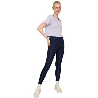 TWOAW20TA0053 Trendyol Damskie granatowe jasne legginsy z dzianiny disco, granatowy, L TWOAW20TA0053 Trendyol Damskie granatowe jasne legginsy z dzianiny disco, granatowy, L