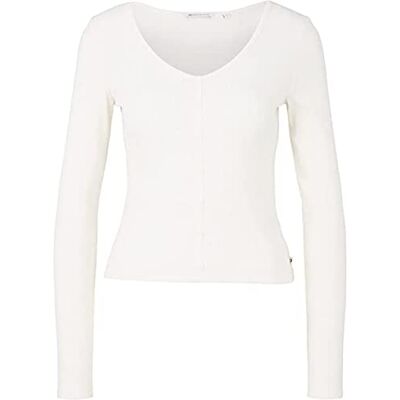 1034834 TOM TAILOR Denim Damski Koszula z długim rękawem z zapięciem na guziki , 10348 Gardenia White, XXL 1034834 TOM TAILOR Denim Damski Koszula z długim rękawem z zapięciem na guziki , 10348 Gardenia White, XXL