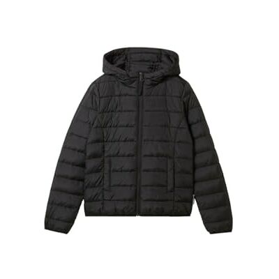 1042098 TOM TAILOR Denim Damski lekki płaszcz pikowany z kapturem, 14482 – Deep Black, XL 1042098 TOM TAILOR Denim Damski lekki płaszcz pikowany z kapturem, 14482 – Deep Black, XL