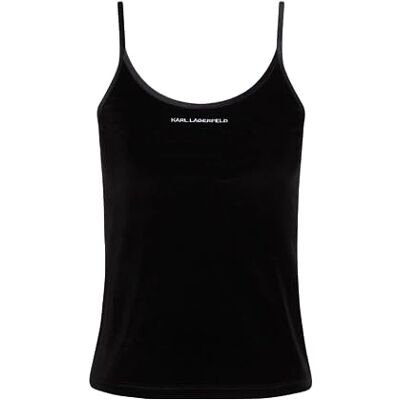 240W2106 KARL LAGERFELD Women's welurowe logo Tank piżama top, czarny, L, czarny, L 240W2106 KARL LAGERFELD Women's welurowe logo Tank piżama top, czarny, L, czarny, L