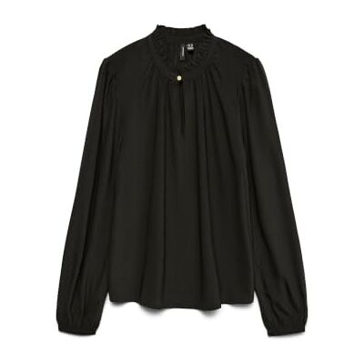 10334521-4832357 VERO MODA Vmani Ls Frill Top WVN Ga Noos, czarny, S 10334521-4832357 VERO MODA Vmani Ls Frill Top WVN Ga Noos, czarny, S