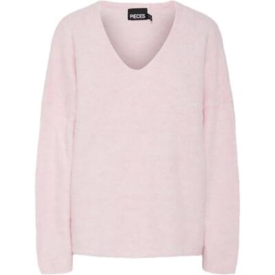 17154248 PCPAM LS dekolt w serek Oversize Knit BC, Pink-a-boo, XL 17154248 PCPAM LS dekolt w serek Oversize Knit BC, Pink-a-boo, XL